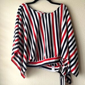 Striped Women's Top - Red, White, and Black